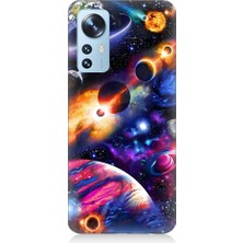 Teknomeg Xiaomi 12 Uyumlu Uzayda Gezegenler ve Galaksiler Desenli Silikon Kılıf