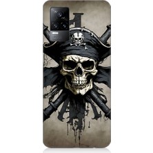 Teknomeg Vivo V21E Uyumlu Korsan Kurukafa Desenli Silikon Kılıf