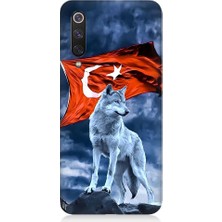 Teknomeg Xiaomi Mi 9se Uyumlu Kurt Göktürk ve Bayrak Desenli Silikon Kılıf