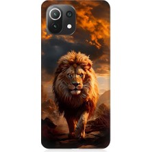Teknomeg Xiaomi Mi 11 Lite Uyumlu Yırtıcı Aslan Kral Desenli Silikon Kılıf
