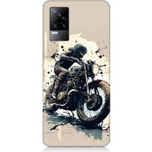 Teknomeg Vivo V21E Uyumlu Motorsikletçi Desenli Silikon Kılıf