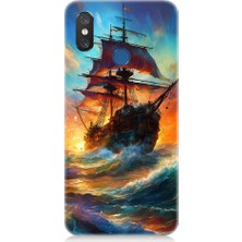 Teknomeg Xiaomi Mi 8s Uyumlu Kızıl Deniz Yelkenli Gemi Desenli Silikon Kılıf