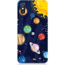 Teknomeg Xiaomi Mi 8 Uyumlu Gezegenler ve Yıldız Haritası Desenli Silikon Kılıf