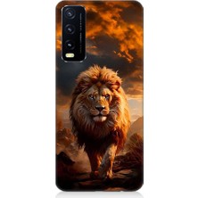 Teknomeg Vivo Y20 Uyumlu Yırtıcı Aslan Kral Desenli Silikon Kılıf