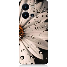 Teknomeg Vivo Y22S Uyumlu Papatya ve Su Damlaları Desenli Silikon Kılıf