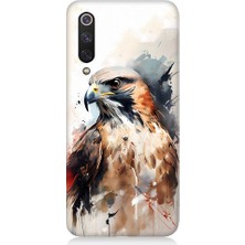 Teknomeg Xiaomi Mi 9se Uyumlu Siyah Beyaz Asil Kartal Desenli Silikon Kılıf