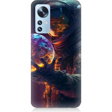 Teknomeg Xiaomi 12 Uyumlu Astranot ve Gezegen Desenli Silikon Kılıf