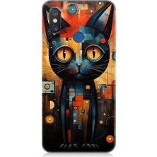 Teknomeg Xiaomi Mi 8 Uyumlu Kara Kedi Desenli Silikon Kılıf