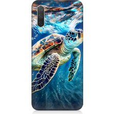 Teknomeg Xiaomi Mi 9 Lite Uyumlu Deniz Kaplumbağası Desenli Silikon Kılıf