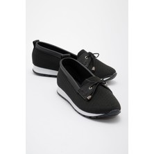 Ccway Kaydırmaz Taban Taşlı Kadın Babet Siyah