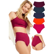 COTTONHILL Yüksek Bel Basic Lazer Kesim Bikini Külot 5'li Paket - 2