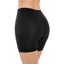 COTTONHILL Cottonhill Premium - Kadın Siyah Ultra-Rahat Seamless Yüksek Bel Uzun Paça Boxer