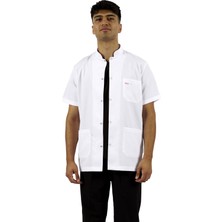 Seza Tekstil Hakim Yaka Kısa Kol Beyaz Erkek Doktor Öğretmen Hemşire Laboratuvar Önlüğü