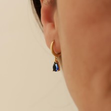 Nox Jewelry 925 Ayar Gümüş Mavi Zirkon Taşlı Damla Küpe