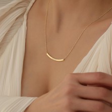 Nox Jewelry 14 Ayar Mikron Altın Kaplama İsim Yazılı Kavis Bar Kolye - CN00220