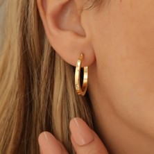 Nox Jewelry 14 Ayar Altın Kaplama Kare Form Halka Küpe – Square Modern Minimal Şık Küpe - E00239