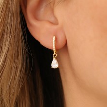 Nox Jewelry 925 Ayar Gümüş Zirkon Taş Detaylı Damla Küpe