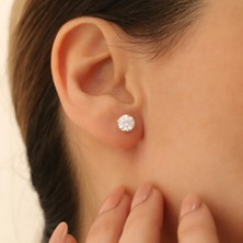 Nox Jewelry 14 Ayar Altın Kaplama Tektaş Taşlı Çivi Gümüş Küpe - ES00121