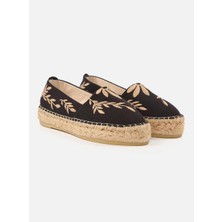 Su Espadril Nataly Siyah-Ekru Kadın Düz Espadril
