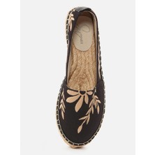 Su Espadril Nataly Siyah-Ekru Kadın Düz Espadril