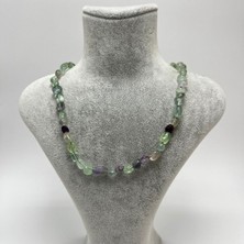 Yıldız Doğal Taş Sertifikalı Florit Natural Kesim Makrome Doğal Taş Kolye