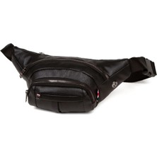 Tuldar Unisex Siyah Deri Usb Kulaklık Çıkışlı Crossbody Çapraz Omuz Göğüs Ve Bel Çantası tul360