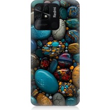 Teknomeg Xiaomi Redmi 10C Uyumlu Renkli Doğal Taşlar Desenli Silikon Kılıf