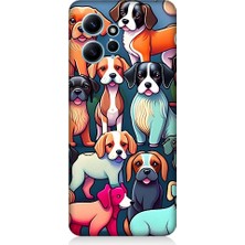 Teknomeg Xiaomi Redmi Note 12 Uyumlu Sevimli Pastel Köpekler Desenli Silikon Kılıf
