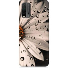 Teknomeg Xiaomi Redmi 9t Uyumlu Papatya ve Su Damlaları Desenli Silikon Kılıf