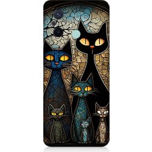 Teknomeg Xiaomi Redmi 12C Uyumlu Vitray Kedi Ailesi Desenli Silikon Kılıf