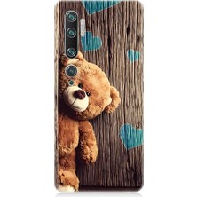 Teknomeg Xiaomi Mi Note 10 Uyumlu Ayıcık Aşk ve Kalplar Desenli Silikon Kılıf