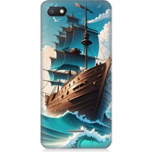 Teknomeg Xiaomi Redmi 6A Uyumlu Yelkenli Calyon Gemi Desenli Silikon Kılıf