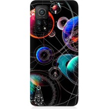 Teknomeg Xiaomi Mi 10T Pro Uyumlu Sci Fi Gezegenler ve Vektörler Desenli Silikon Kılıf