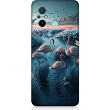 Teknomeg Xiaomi Redmi 12C Uyumlu Pembe Filamingolar Desenli Silikon Kılıf