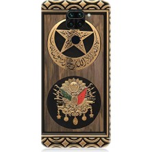 Teknomeg Xiaomi Redmi Note 9 Uyumlu Osmanlı Nişanı ve Ay Yıldız Desenli Silikon Kılıf