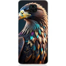 Teknomeg Xiaomi Redmi Note 9 Uyumlu Renkli Kaya Kartalı Desenli Silikon Kılıf