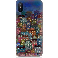 Teknomeg Xiaomi Mi A2 Uyumlu Minyatür Evler ve Gece Desenli Silikon Kılıf