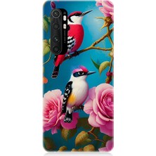 Teknomeg Xiaomi Mi Note 10 Lite Uyumlu Arı Kuşu ve Gül Desenli Silikon Kılıf