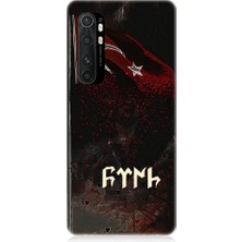 Teknomeg Xiaomi Mi Note 10 Lite Uyumlu Bayrak ve Türk Desenli Silikon Kılıf