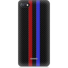 Teknomeg Xiaomi Redmi 6A Uyumlu Bordo Mavi Karbon Desenli Silikon Kılıf