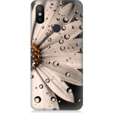 Teknomeg Xiaomi Redmi Note 6 Pro Uyumlu Papatya ve Su Damlaları Desenli Silikon Kılıf