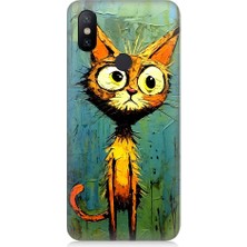 Teknomeg Xiaomi Redmi Note 6 Pro Uyumlu Meraklı Şapşik Kedi Desenli Silikon Kılıf