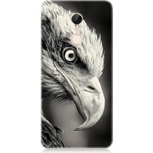Teknomeg Xiaomi Redmi 5 Uyumlu Siyah Beyaz Kara Kartal Başı Desenli Silikon Kılıf
