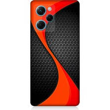 Teknomeg Xiaomi Poco X5 Pro Uyumlu Turuncu Siyah Karbon Desenli Silikon Kılıf
