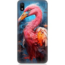 Teknomeg Xiaomi Redmi 7A Uyumlu Pembe Albatros Kuş Desenli Silikon Kılıf