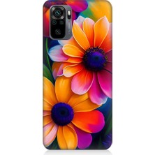 Teknomeg Xiaomi Redmi Note 10 Uyumlu Soft Renkli Çiçekler Desenli Silikon Kılıf
