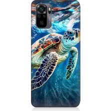 Teknomeg Xiaomi Redmi Note 10 Uyumlu Deniz Kaplumbağası Desenli Silikon Kılıf