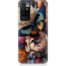 Teknomeg Xiaomi Redmi 10 Uyumlu Kelebek ve Çiçek Desenli Silikon Kılıf