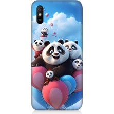 Teknomeg Xiaomi Redmi 9A Uyumlu Sevimli Pana Ailesi Uçan Balon Desenli Silikon Kılıf