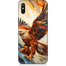 Teknomeg Xiaomi Redmi 9A Uyumlu Uçan Savaşçı Kartal Desenli Silikon Kılıf